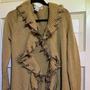 Vintage faux fur cardigan yellow/tan